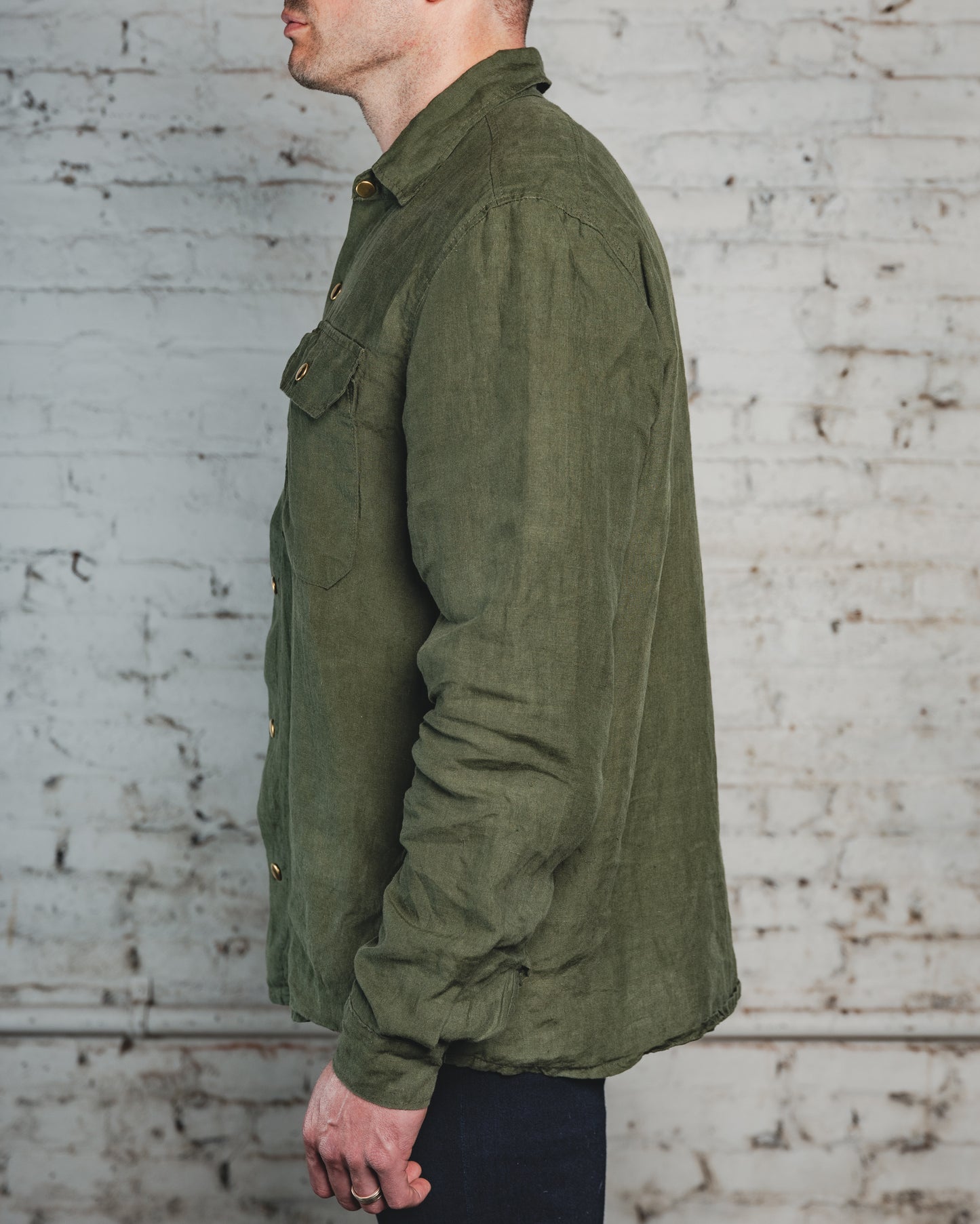 The Americana Linen Shirt Olive