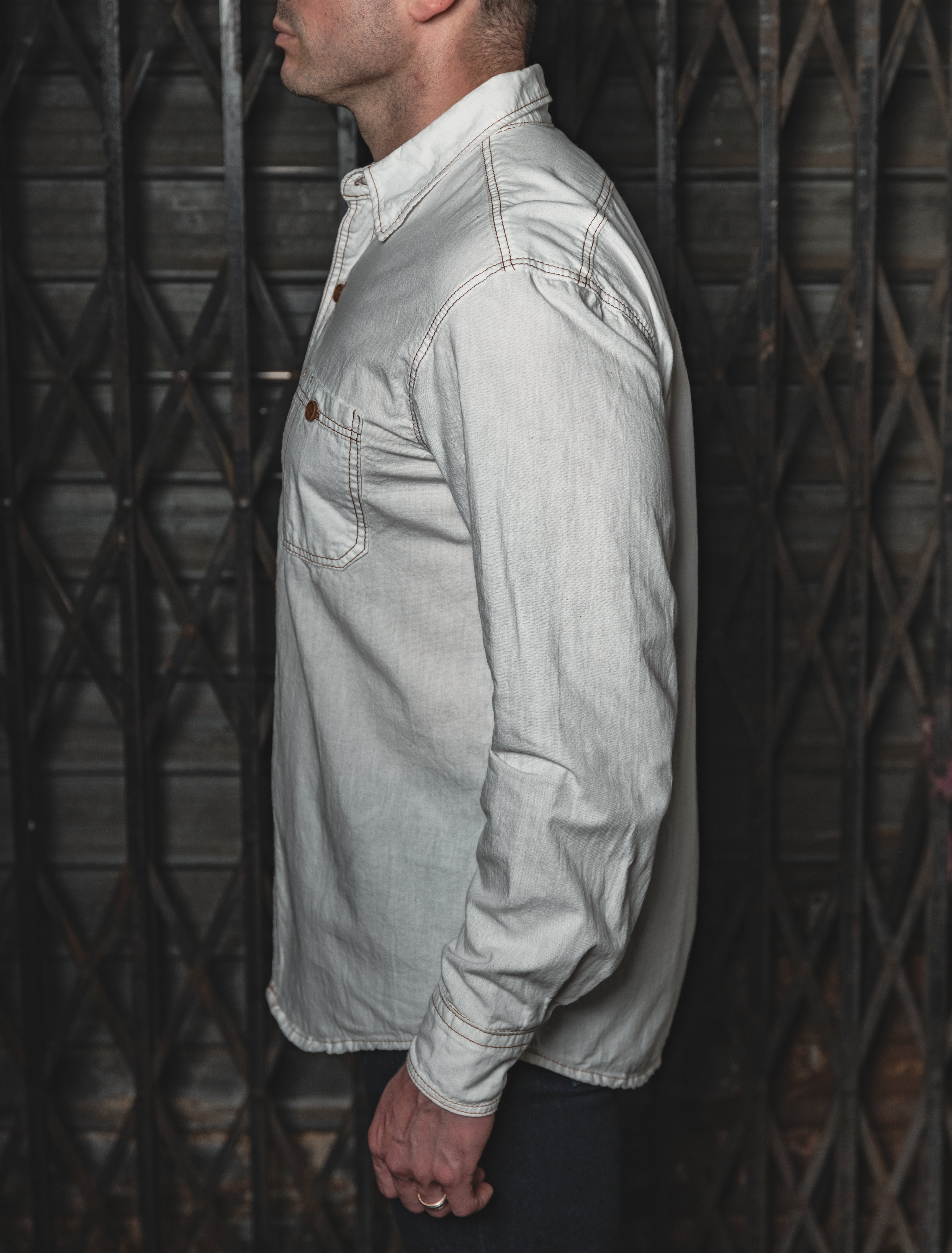 The Chambray Work Shirt White - Factory 2nd – Heat Straps USA