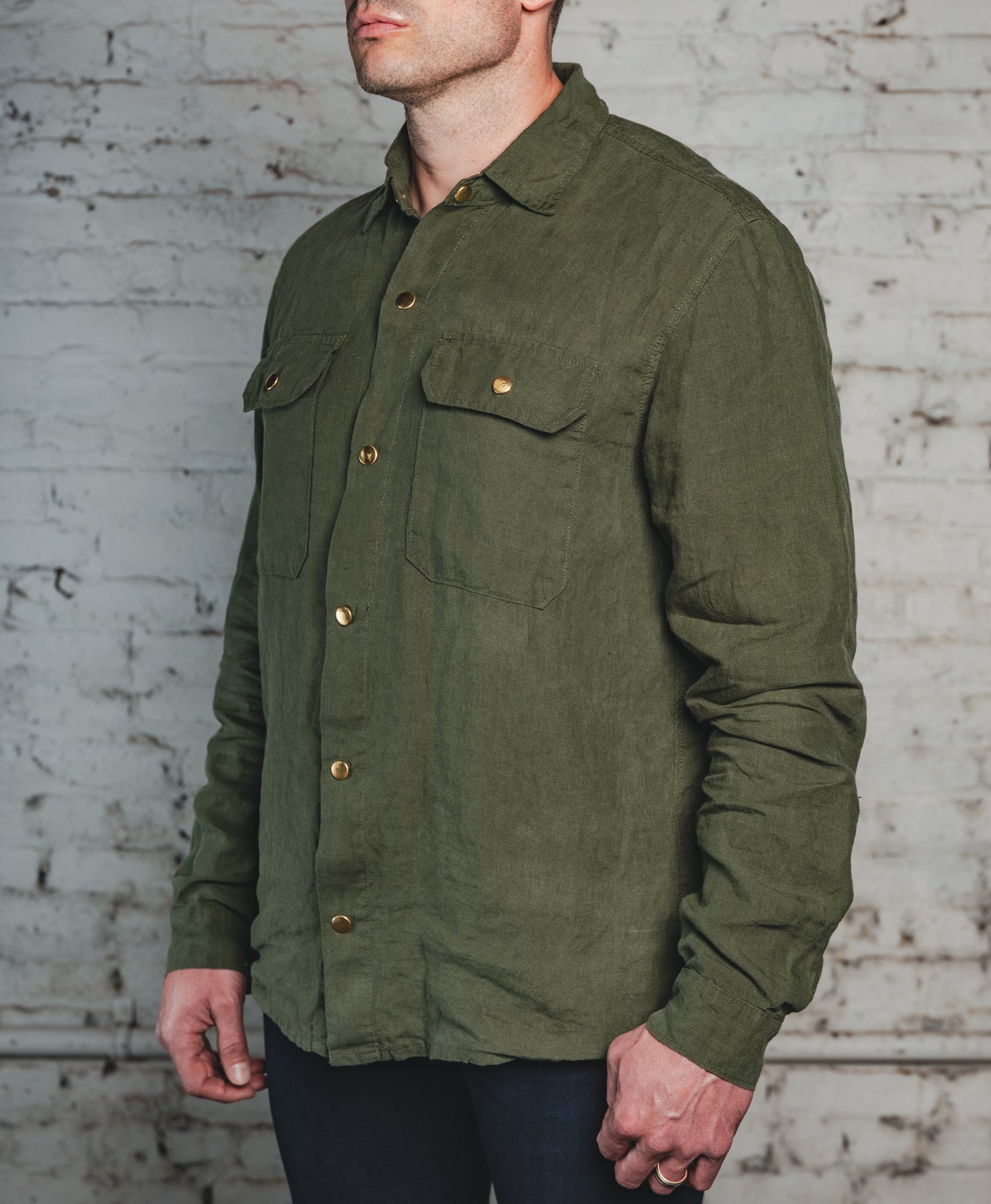 The Americana Linen Shirt Olive