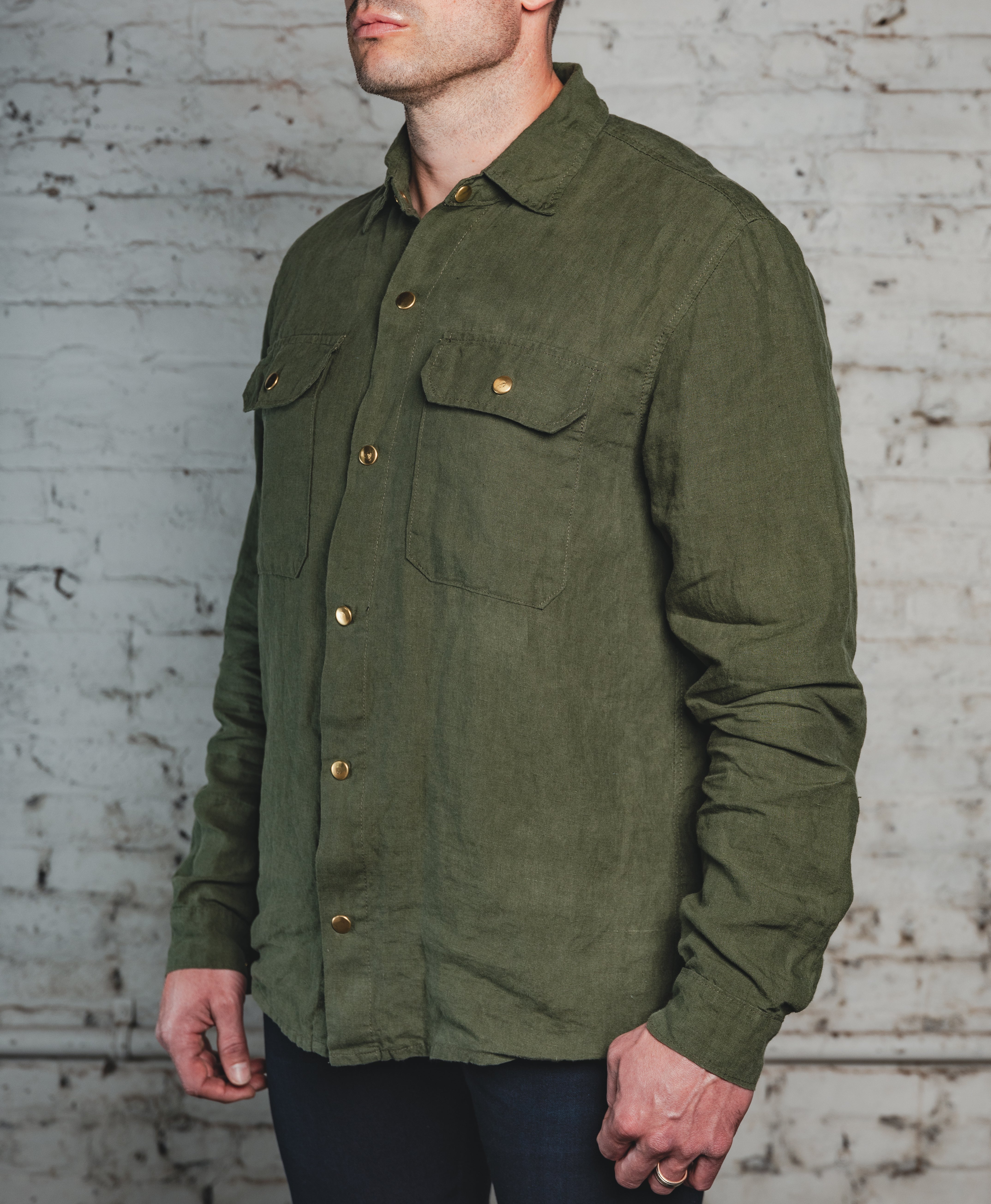 The Americana Linen Shirt Olive