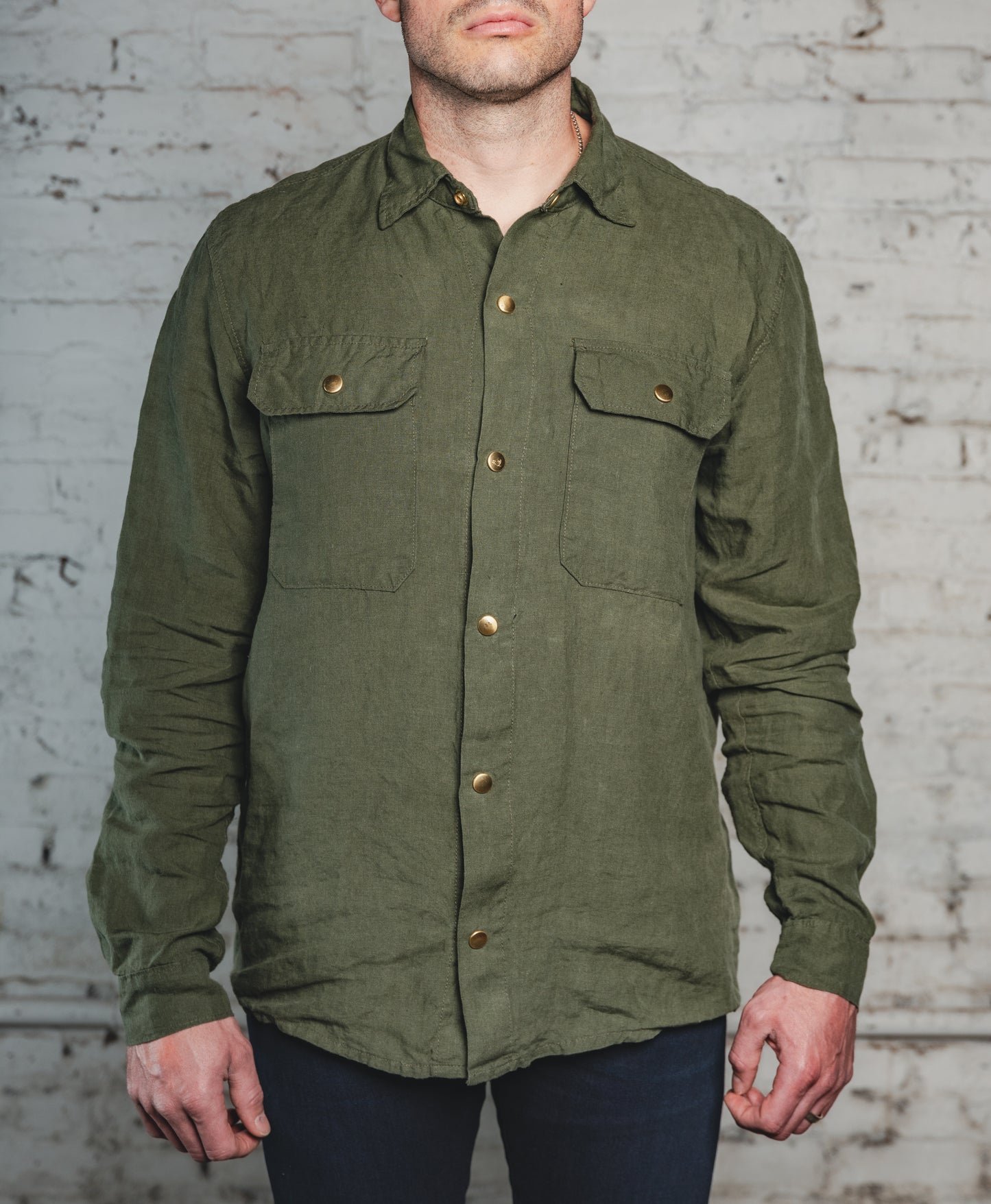 The Americana Linen Shirt Olive