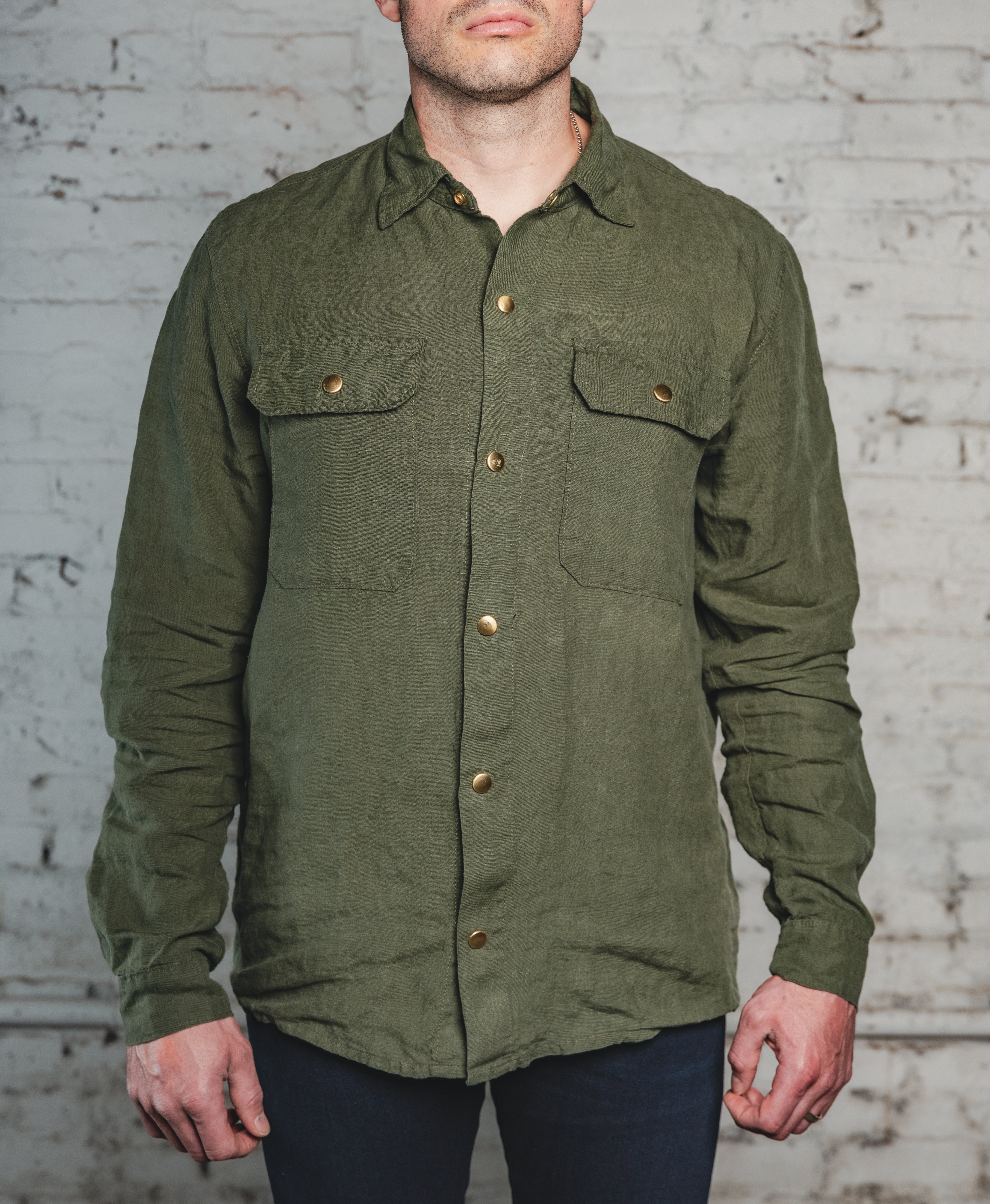 The Americana Linen Shirt Olive