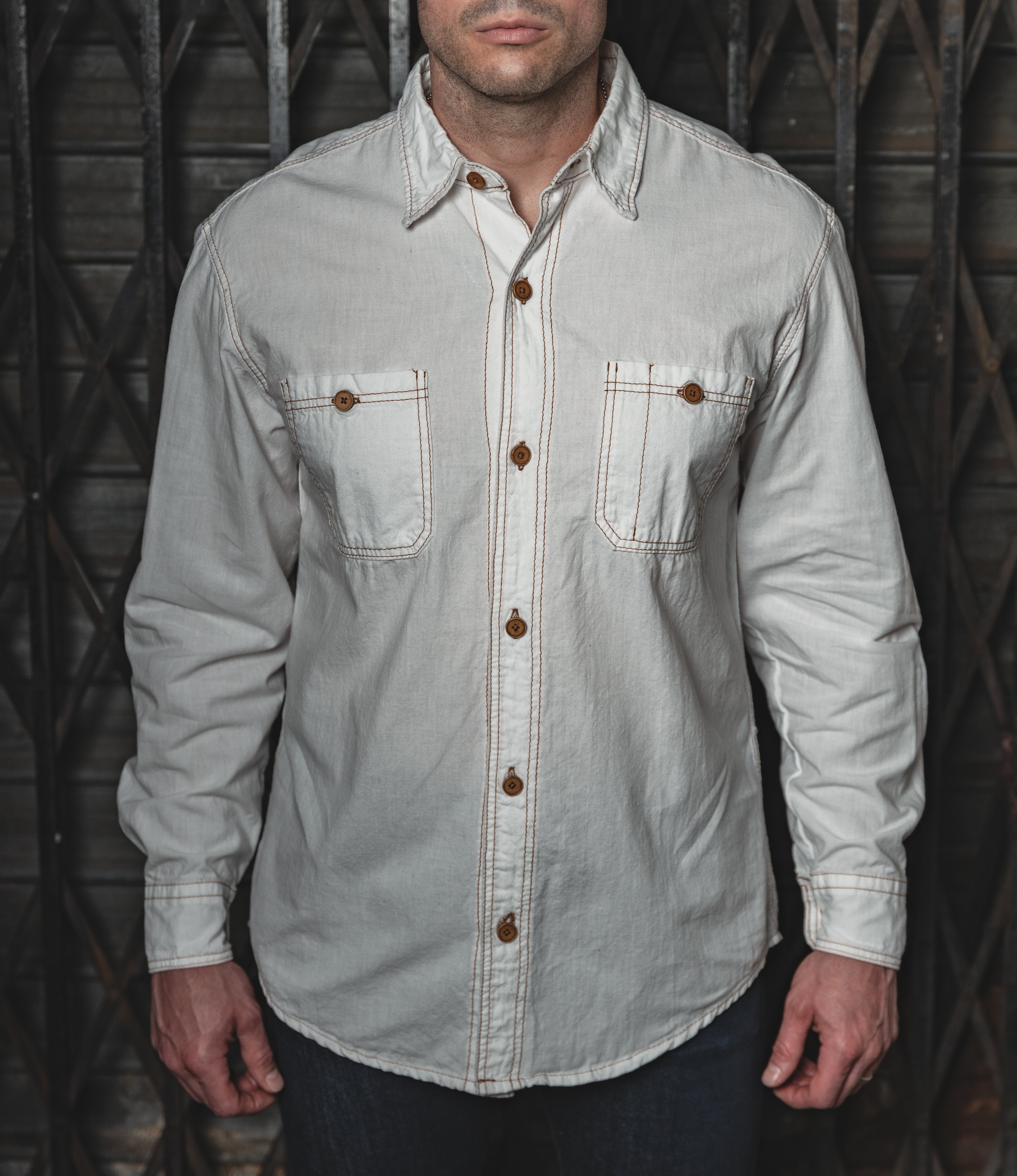 The Chambray Work Shirt White - Factory 2nd – Heat Straps USA