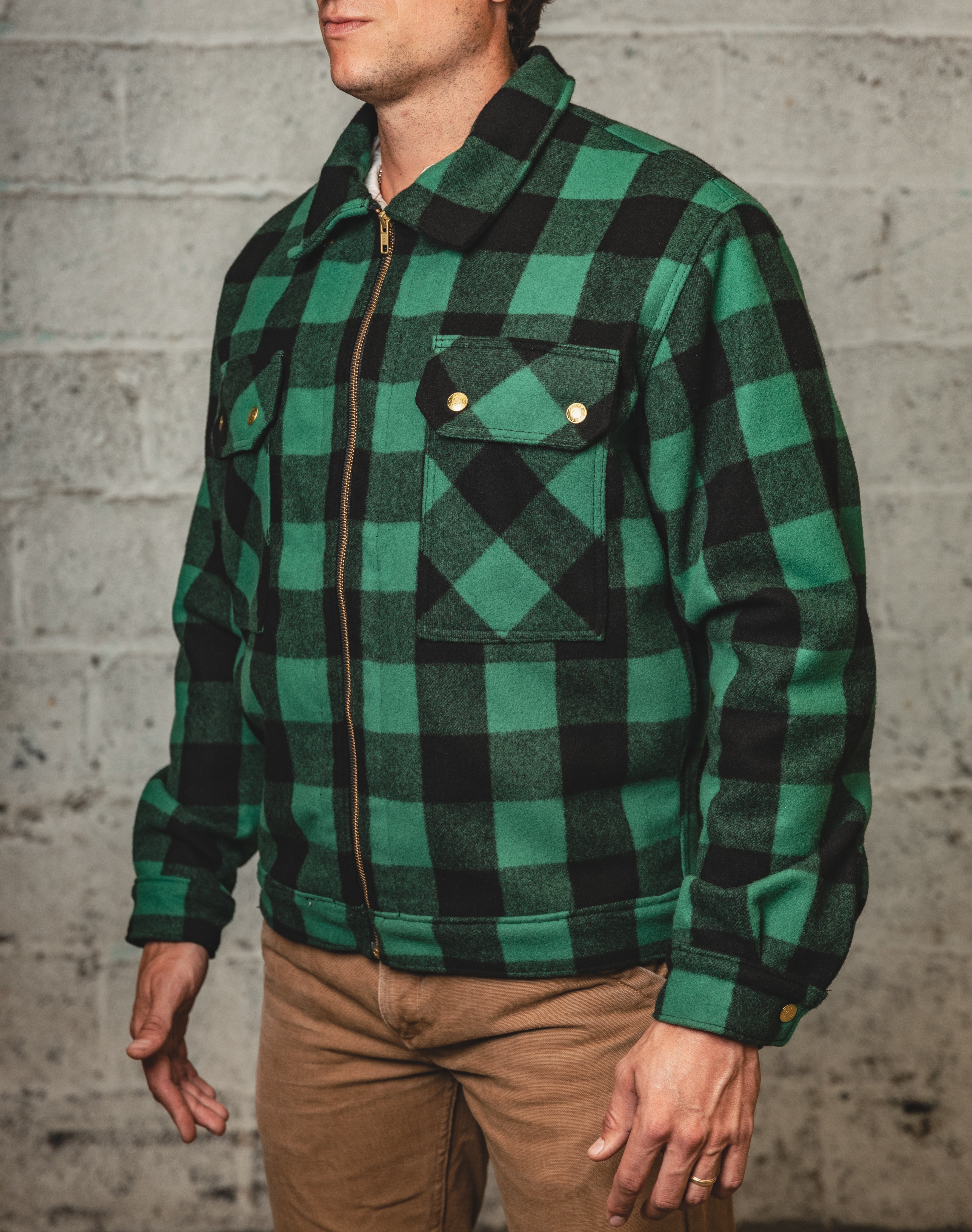The Woolen Lumber Jacket- Green Buffalo Plaid - Factory 2nd – Heat