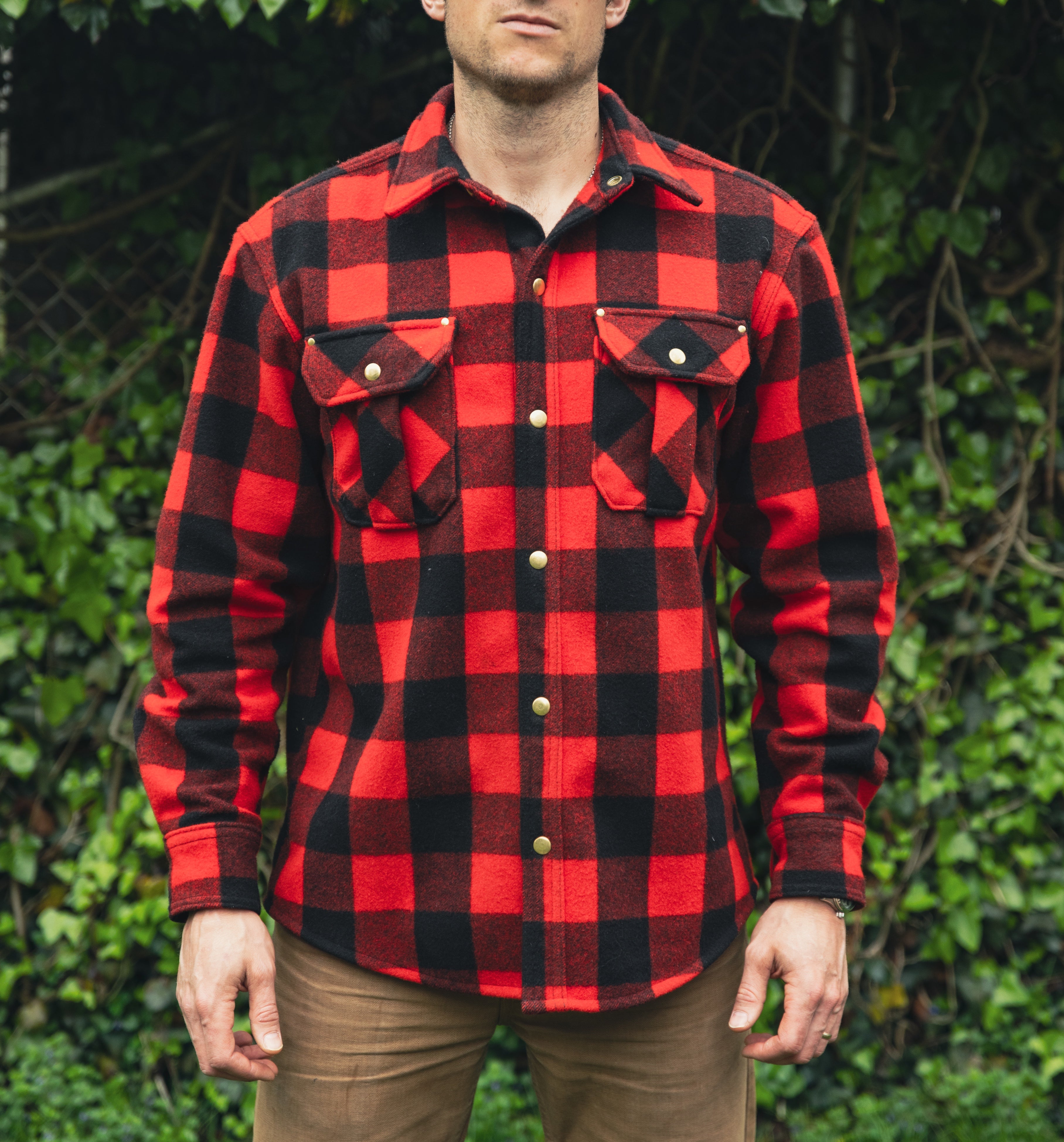 Outlander Woolen Shirt- Red Buffalo Plaid