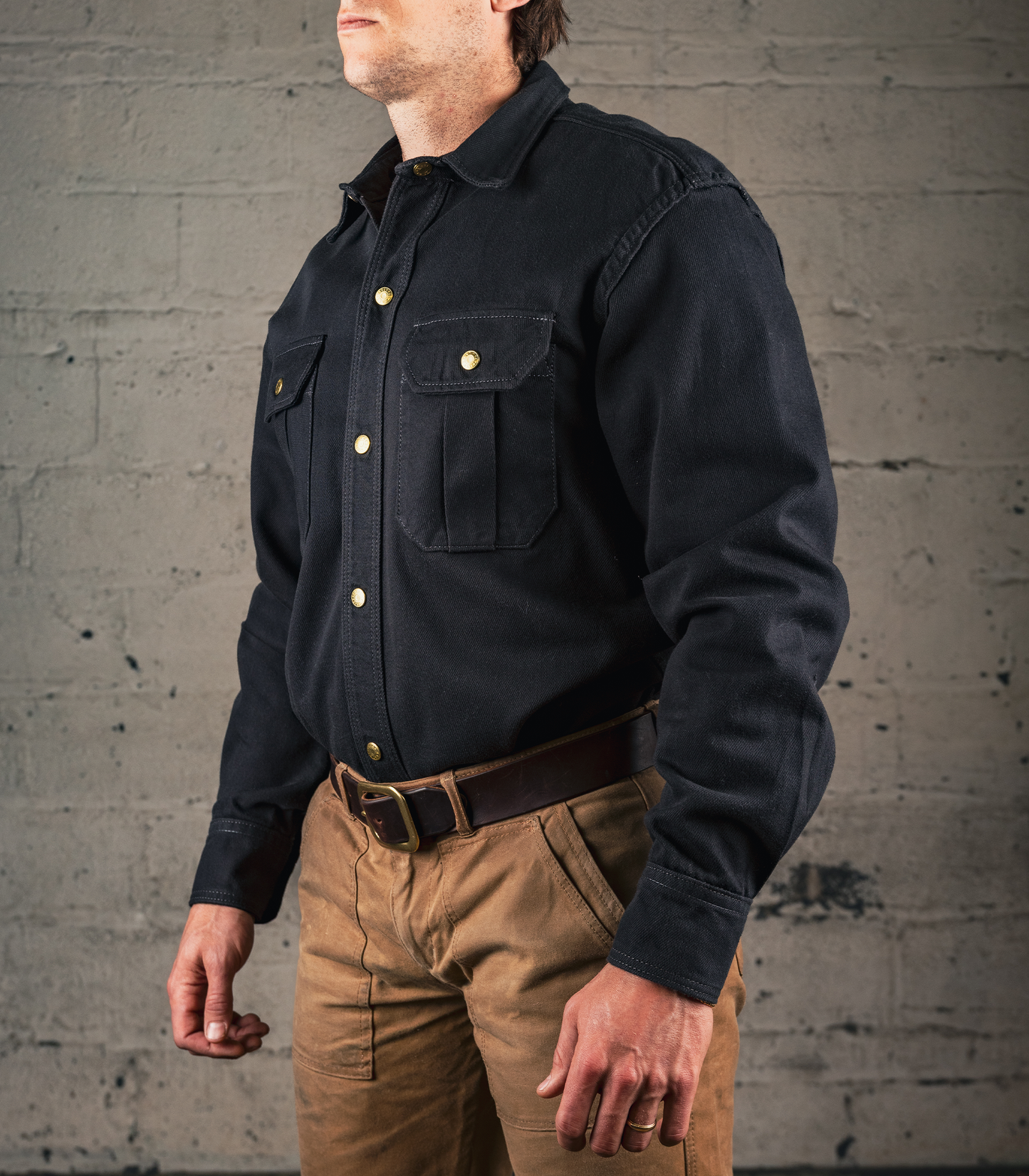 Heat Straps Utility Shirt - Charcoal — Quarter View