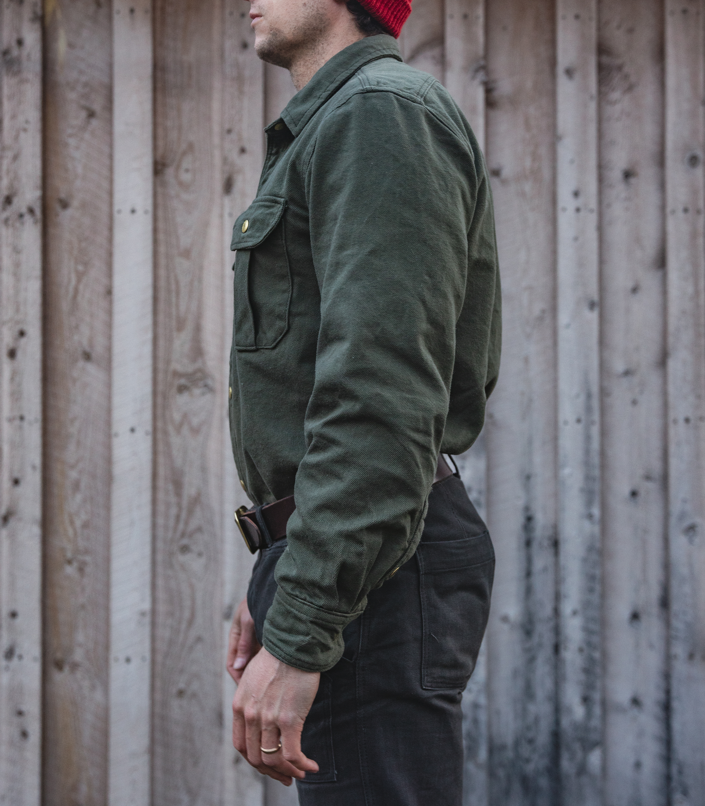 Heat Straps Utility Shirt - Olive — Side View