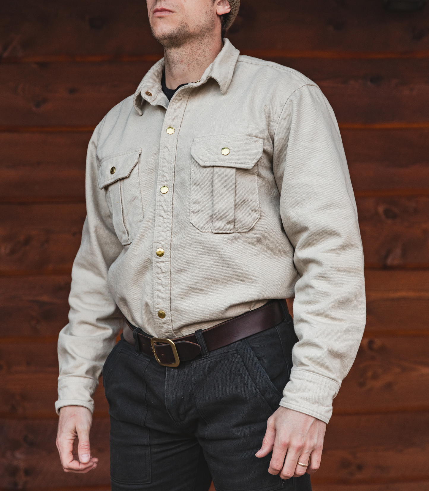 Heat Straps Utility Shirt - Natural — Quarter View