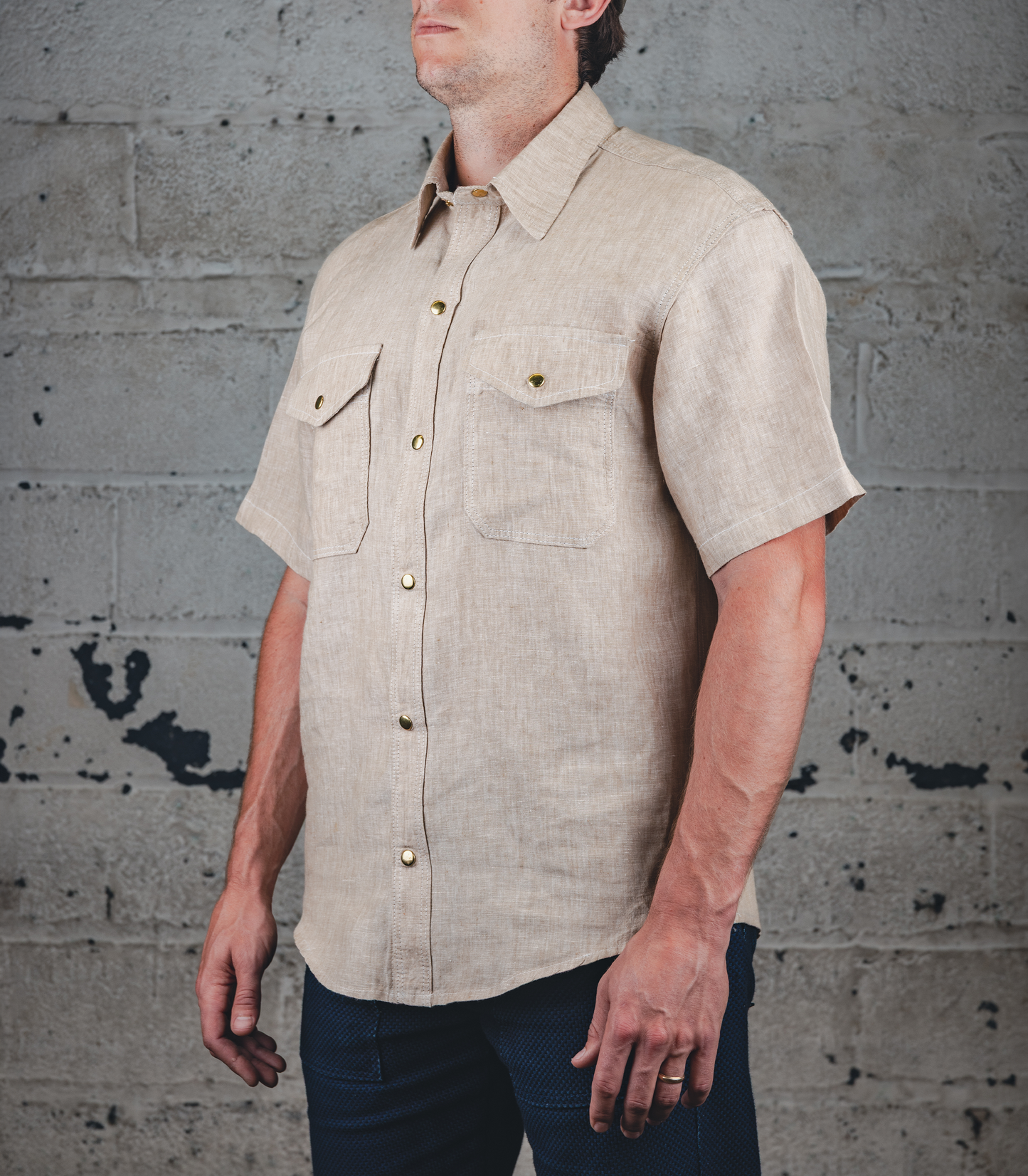 The Short Sleeve Work Shirt - Oat Linen
