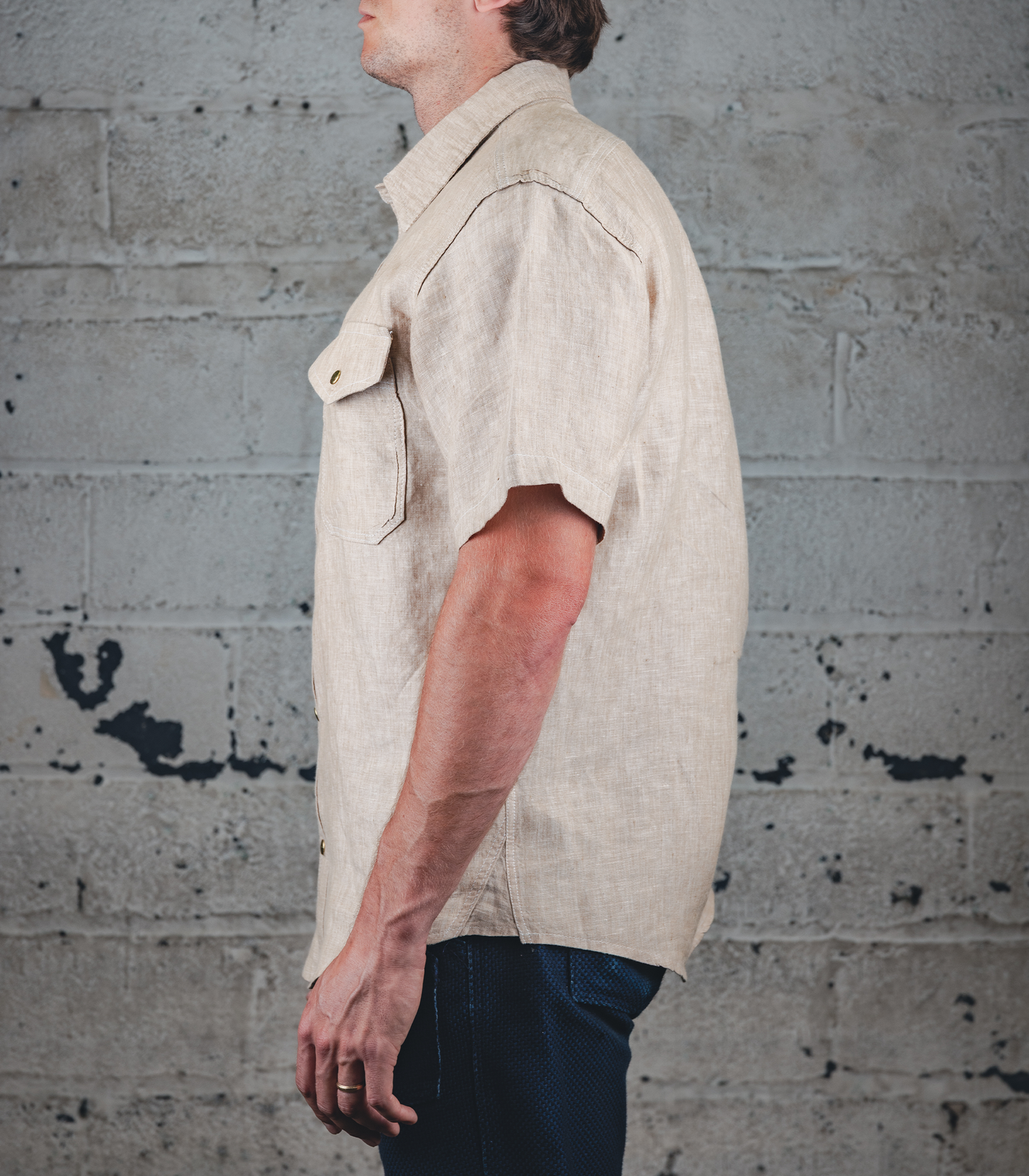 The Short Sleeve Work Shirt - Oat Linen