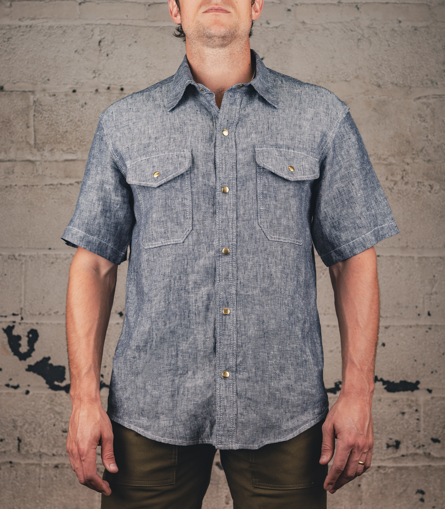The Short Sleeve Work Shirt - Navy Linen