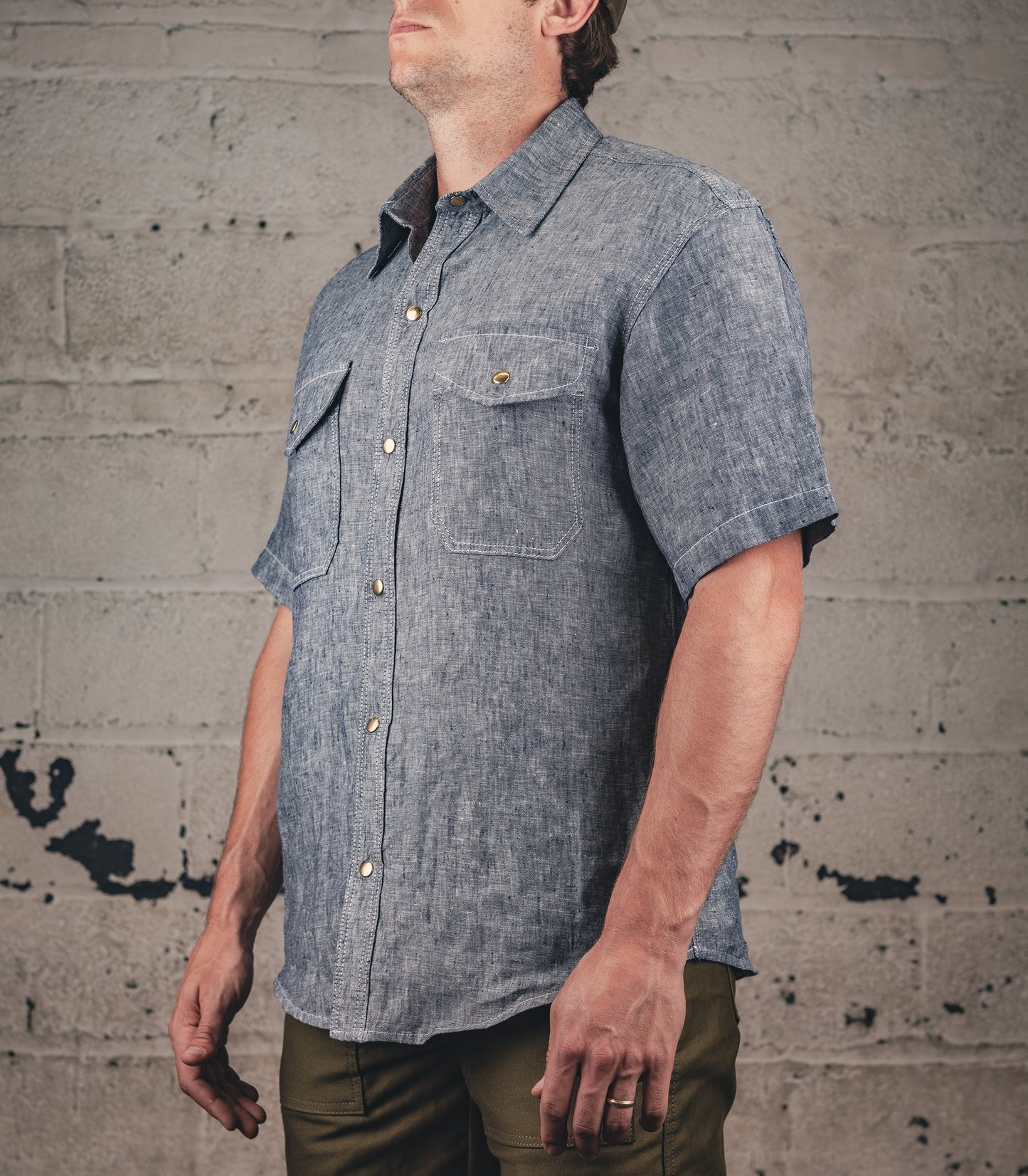 The Short Sleeve Work Shirt - Navy Linen