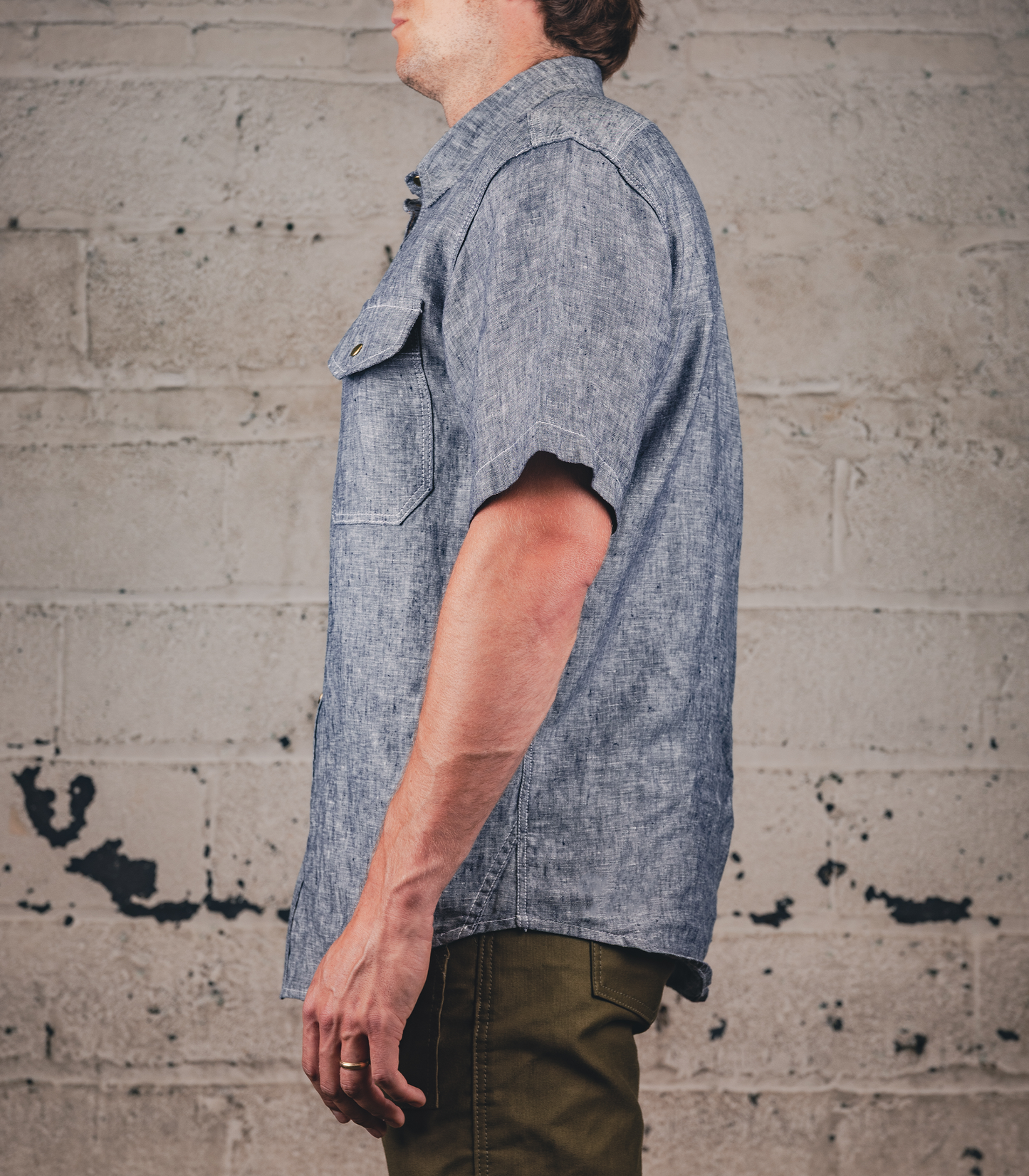 The Short Sleeve Work Shirt - Navy Linen