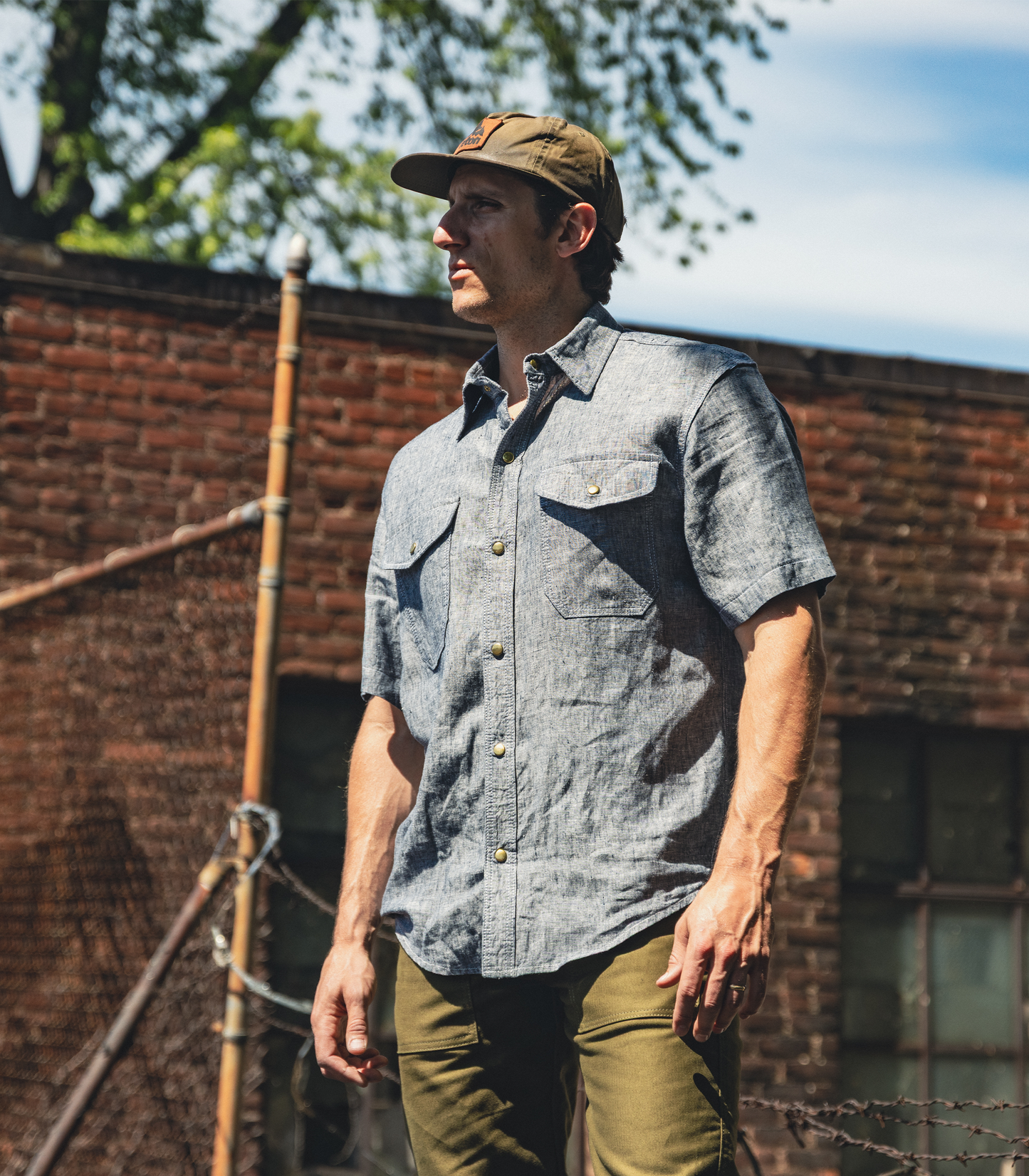 The Short Sleeve Work Shirt - Navy Linen