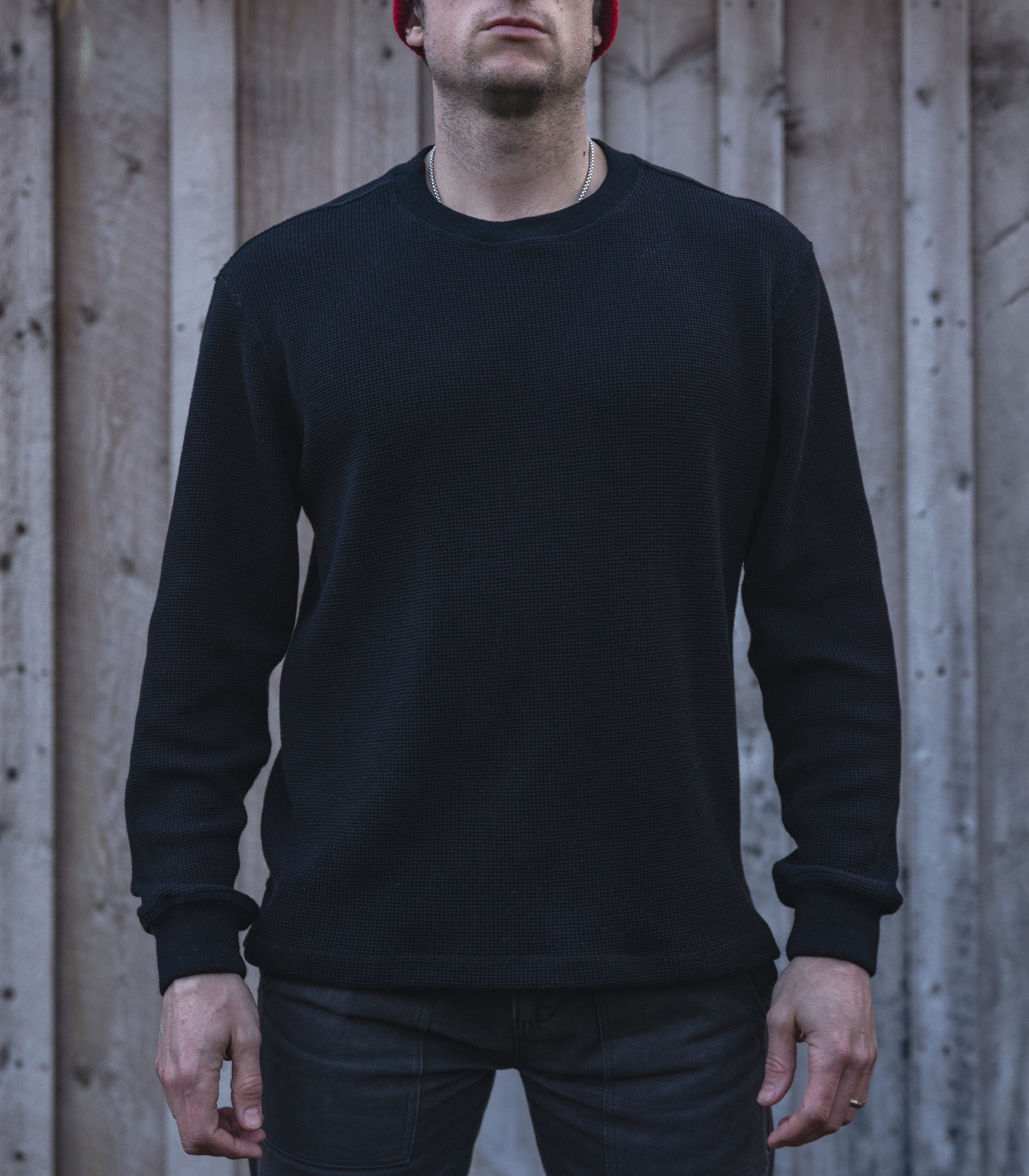 Waffle Knit Shirt - Black