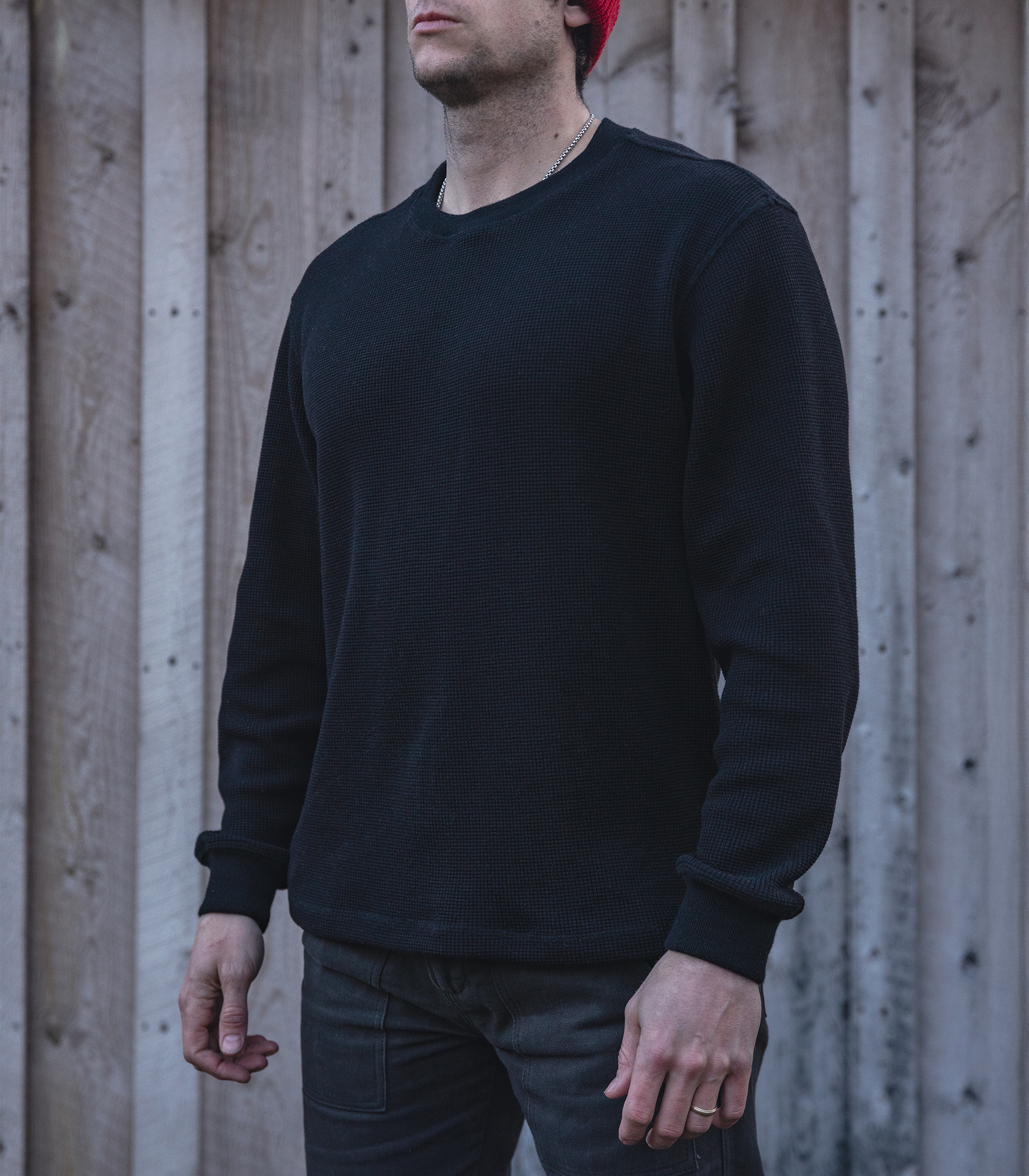 Waffle Knit Shirt - Black