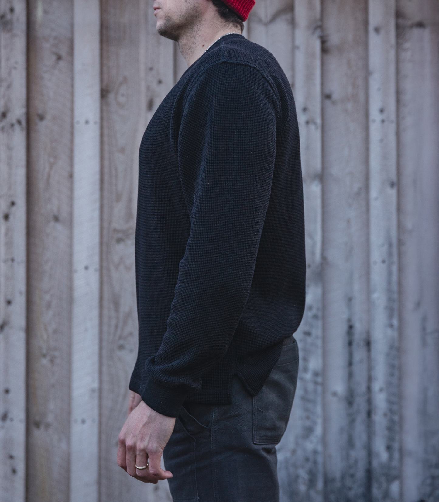 Waffle Knit Shirt - Black
