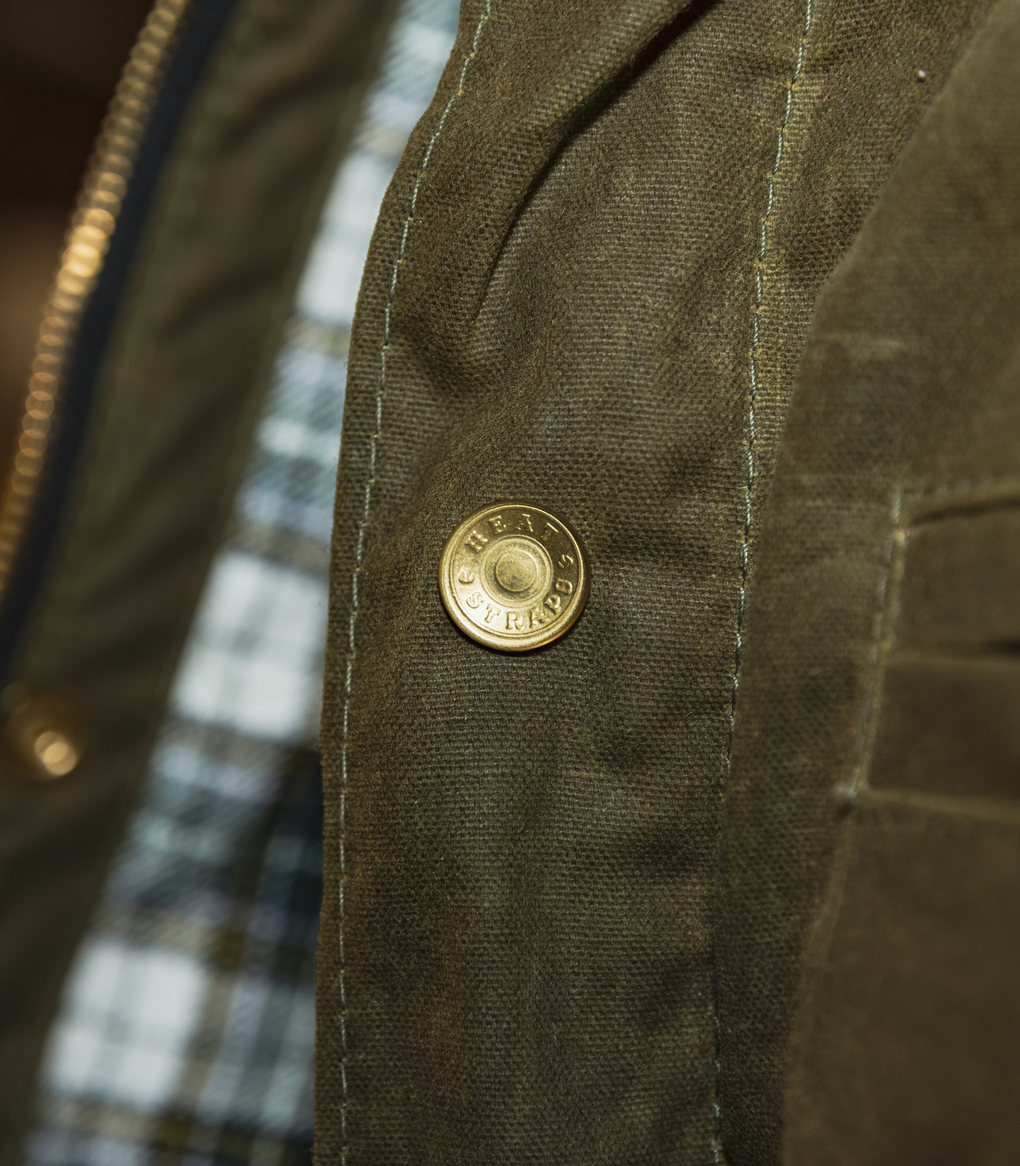 Heat Straps The Shop Jacket - Olive - Waxed Sailcloth and Hardware Detail